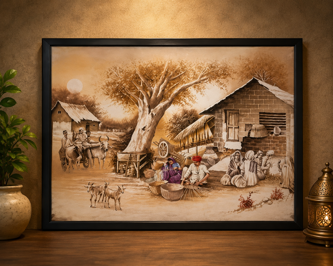 Village Scene Painting