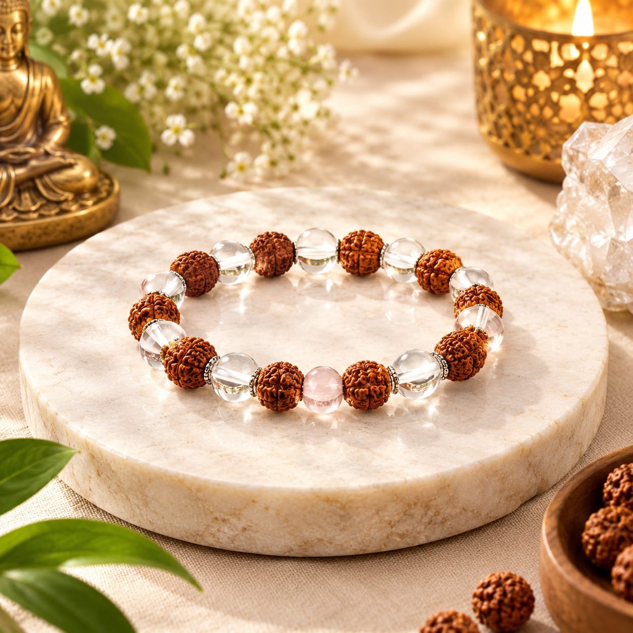 Rudraksha & Crystal  Bracelet